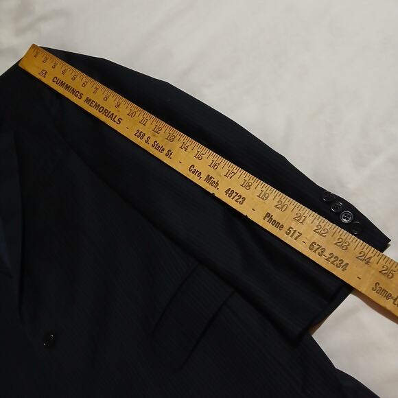 Jos A Bank Signature Collection 42R !00% Wool Navy 2 Color Stripe Men's Blazer - Picture 10 of 12